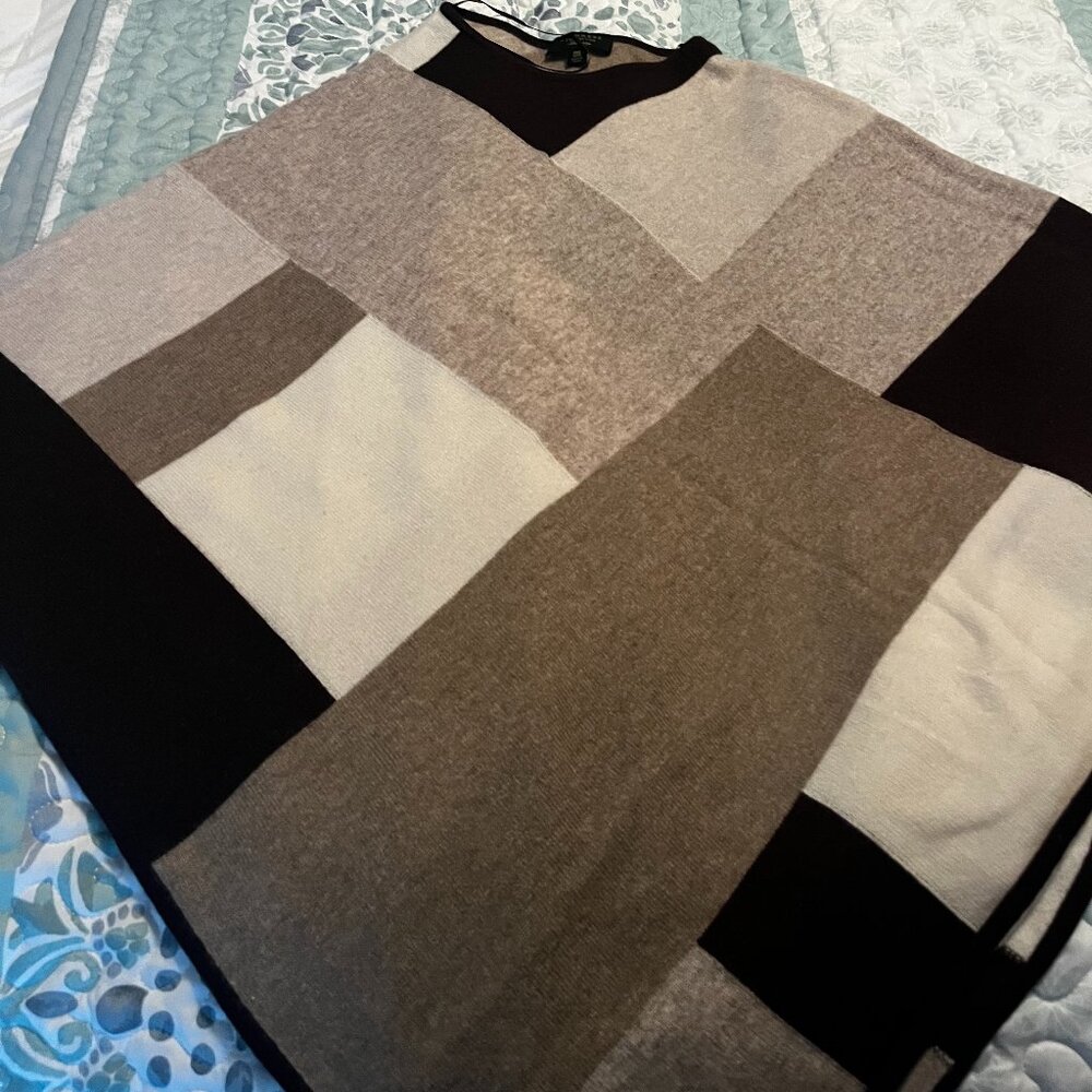 Cashmere Colorblock Poncho - charter Club